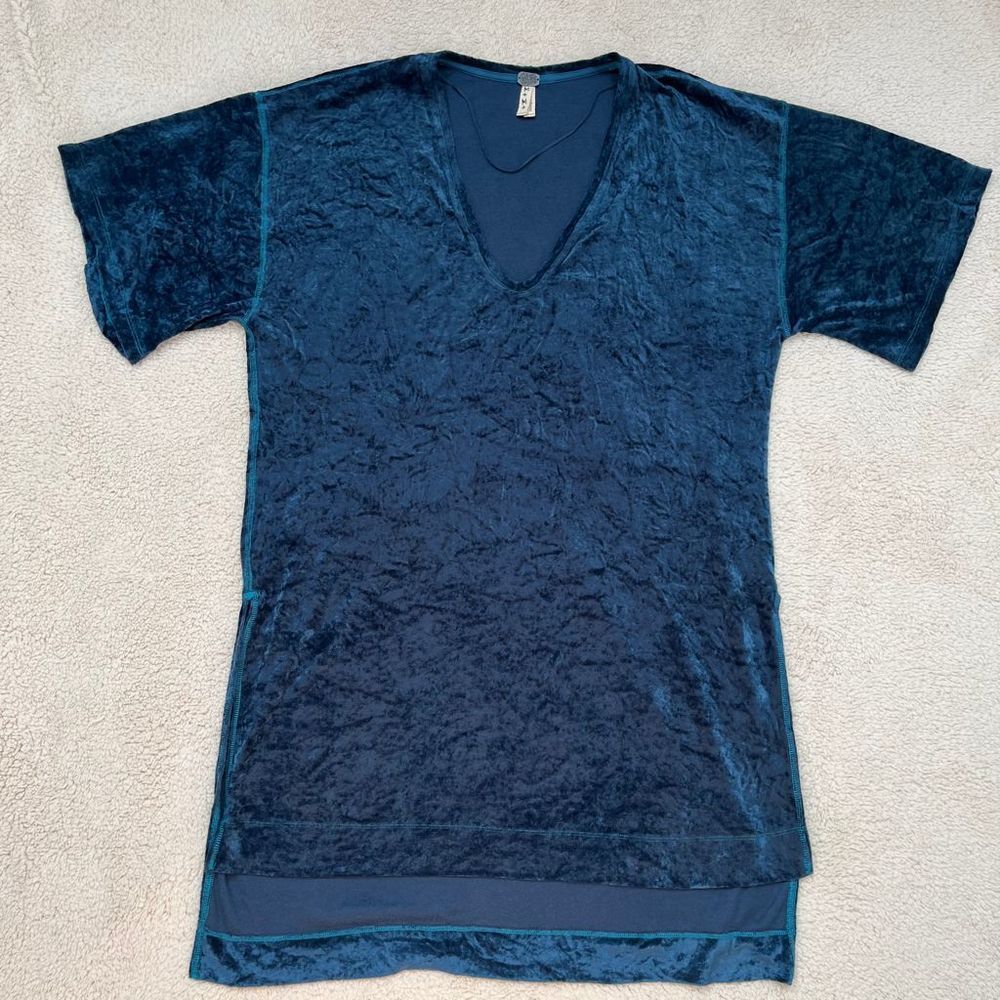 We the Free Free People Teal Crushed Velvet Tunic, Size M